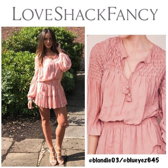 LoveShackFancy Smocked Popover Dress L